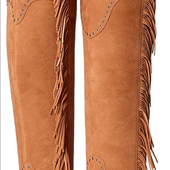 FRYE SUEDE LEATHER BOHO FRINGE OTK BOOT - Picture 7 of 9
